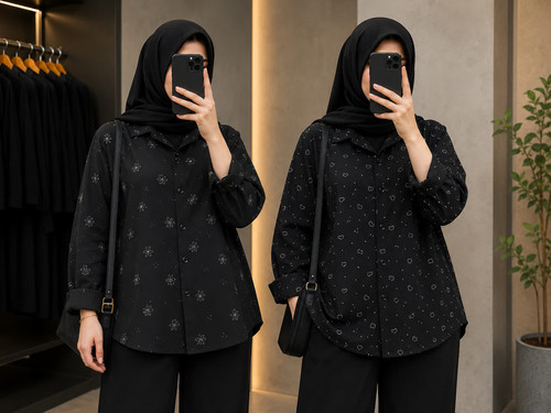 شومیز مشکی طرحدار پارچه ینزی